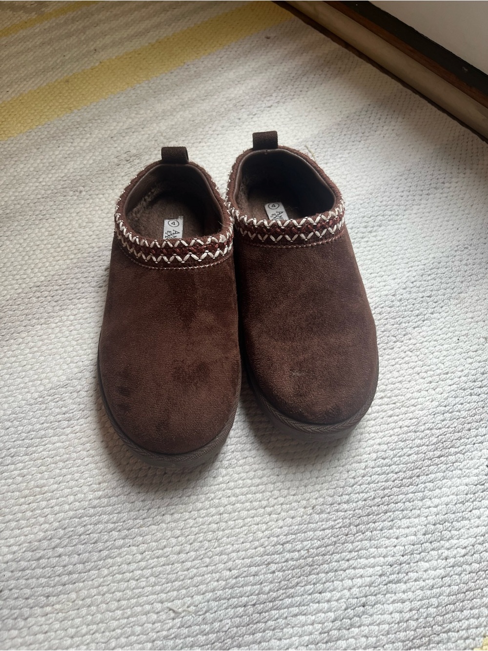 American Exchange Kids Dark Brown Suede Slip-On with Braided Trim